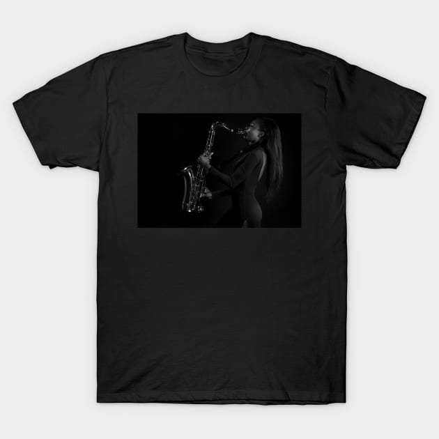 African Sax Lady T-Shirt by ansaharju